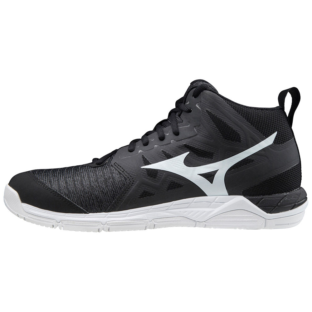 Mizuno Men's Wave Supersonic 2 Mid Volleyball Shoes Black/White/Grey (V1GA204550-JEL)